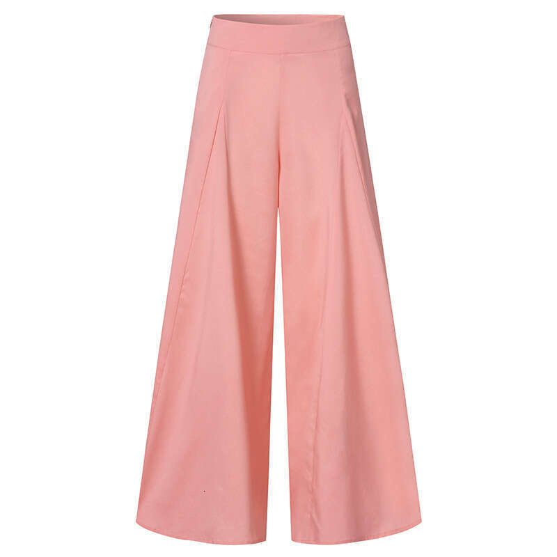 Spring Women's Solid Color High Waist Wide Leg Pants, Thin Casual Pants