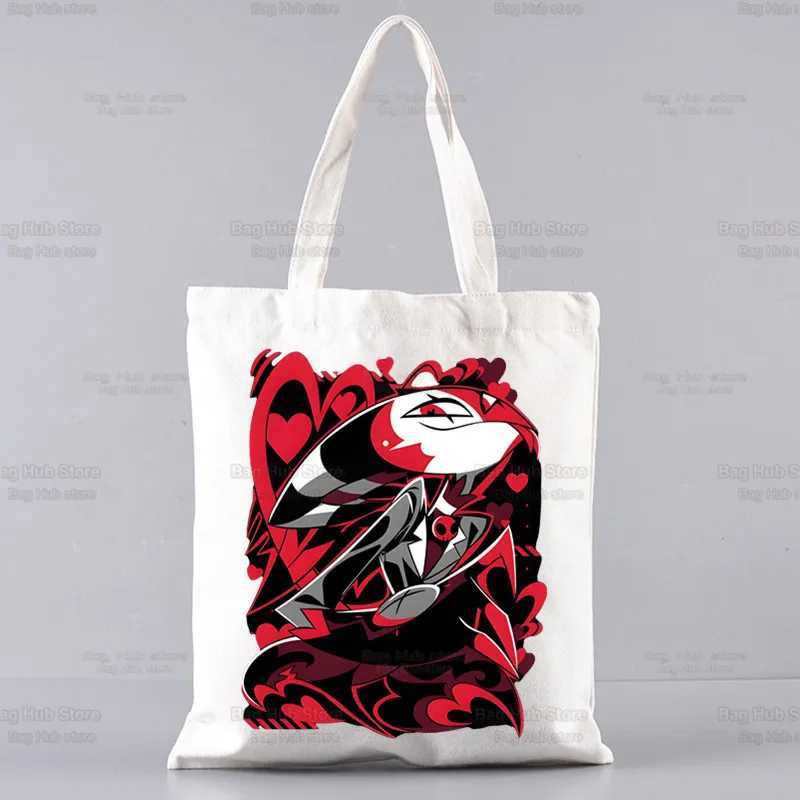 Cartoons Helluva Boss Women Shopping Bag Eco Reusable Female Tote Bag College Handbag Large Ladies Shoulder Shopper Bag Z250224