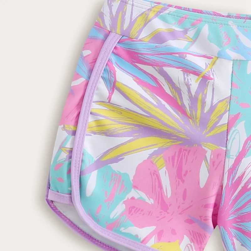 4-7 Years Childrens Girls Swimsuit Long Sleeve Kids Split Swimming Set Letter Print Beachwear Rash Guard Outfits X250224