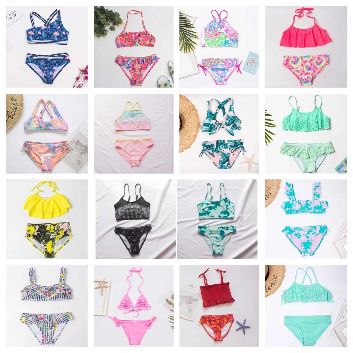 Multi style childrens bikini set 2025 new printing girls childrens swimsuit summer childrens Biquini baby swimsuit A369 X250224