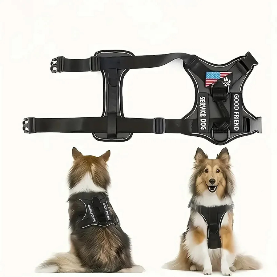 Dog Harness Reflective Dog Vest Harness With 5PCS Patches Adjustable Soft Oxford Pet Harness Inner Layer Mesh Easy T 250224