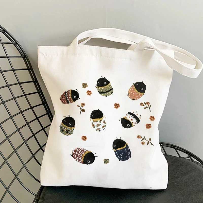 Women Designer Handbag 2021 New Girl Fashion Casual Minimalist Style Frog Art Printing Shoulder Bag Canvas Tote Bag Shopper Bag Z250224