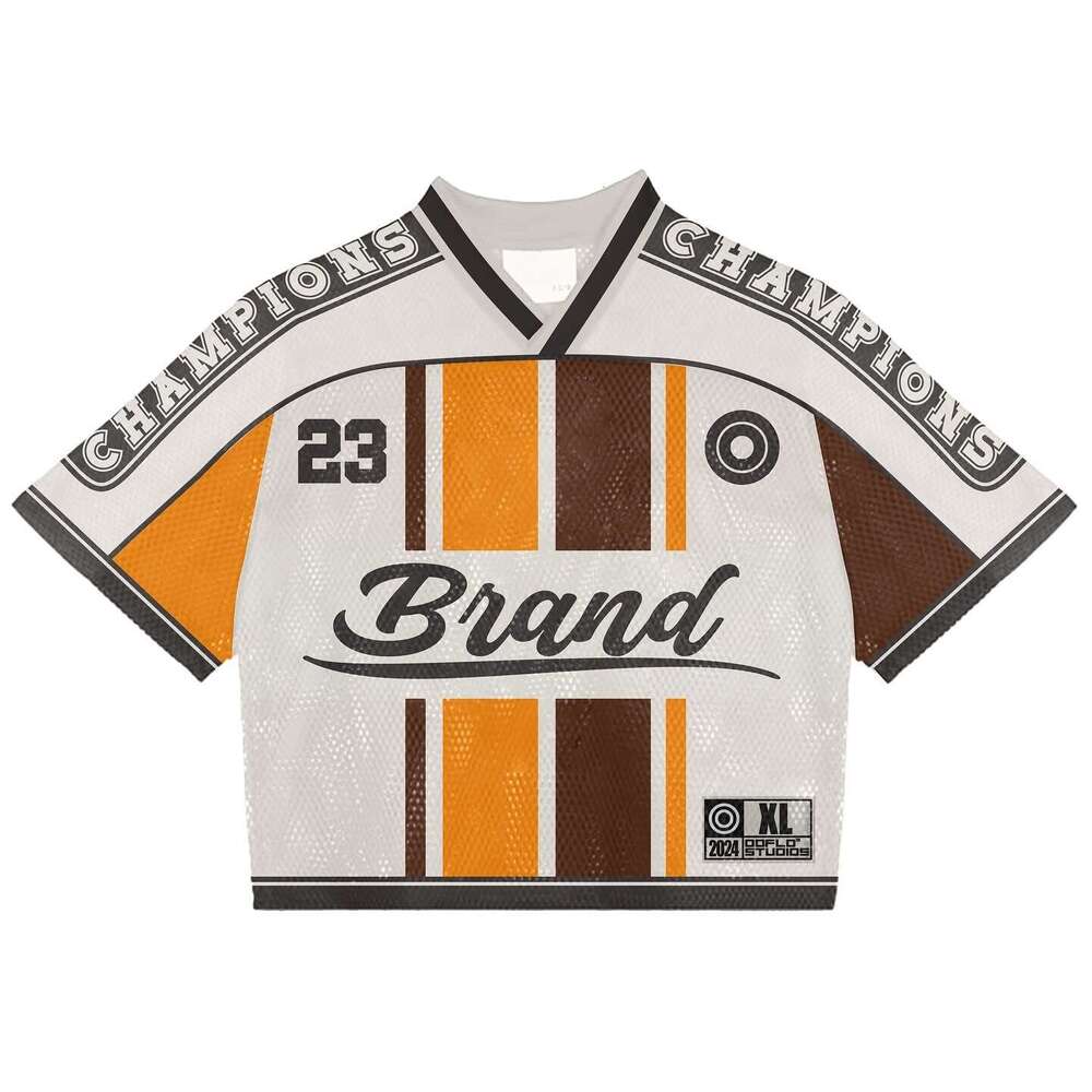 Y2K Summer Top Street American Ice Hockey Printed Short Sleeve T-shirt Men's and Women's Sports Loose Shirt