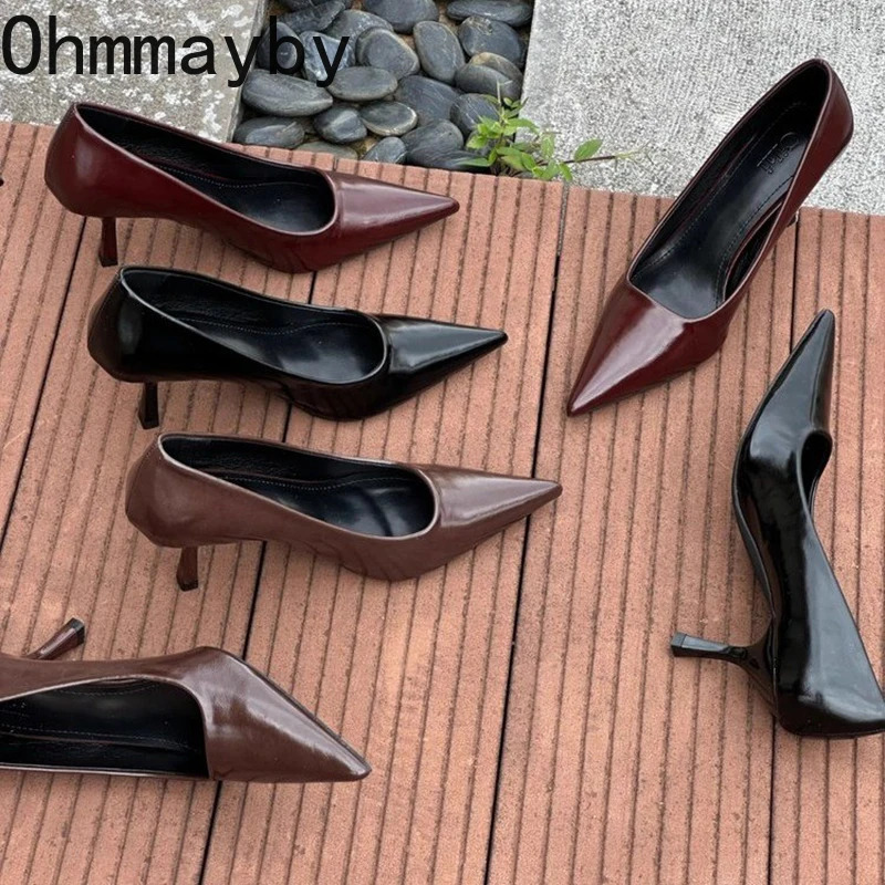 2025 er Vintage Women Mary Jane Shoes Fashion Shallow Pointed Toe Shoes Concise High Heels Shoes 250224