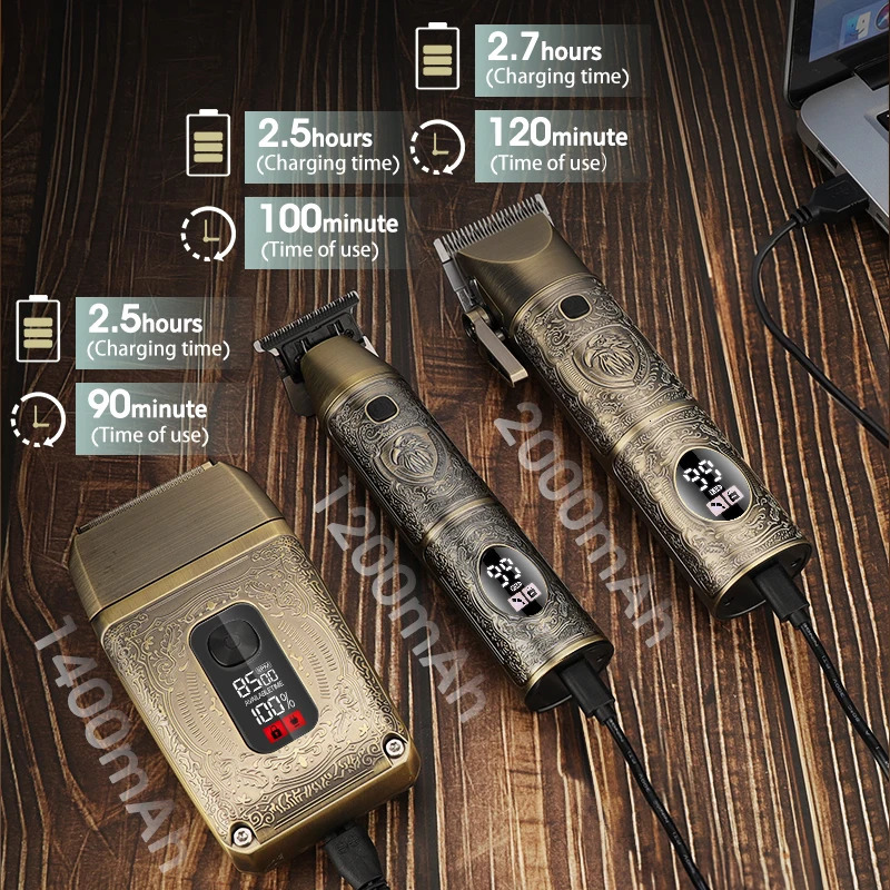 RESUXI XHJ188 8500 RPM Professional Hair Clipper Electric Mens Rechargeable Cordless Kit 250217