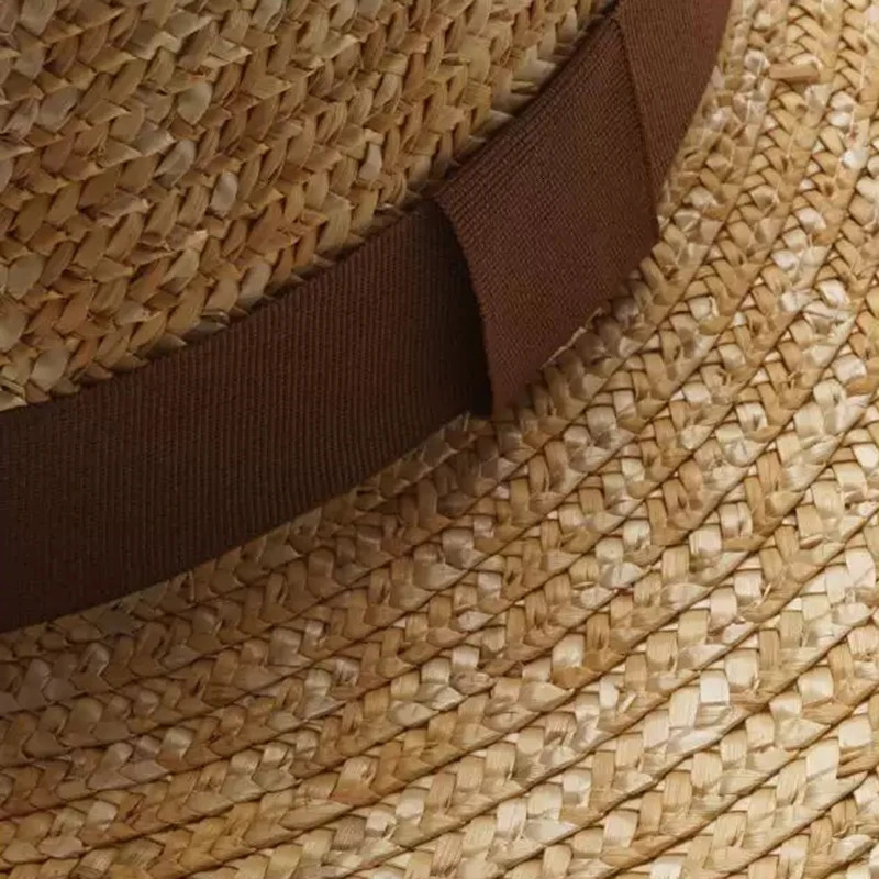 pop Summer Womens Boater Beach Hat Female Casual Panama Hat Lady Classic Flat Bowknot Straw Sun Hat Women Fedora 250218