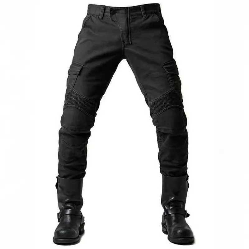 Men's Jeans Mens Denim Cargo Skinny Solid Pockets Pencil Pants Washed Ankle Length Jeans Vintage Moto Biker 2024 Summer Slim Fit Sheath z250225