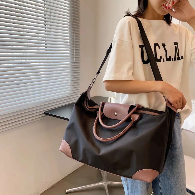 Tiptoegirls Panelled Patchwork Lady Anti-Tear Nylon+Leather Large Totes For Women Fashion Simple Leisure Shoulder Bag