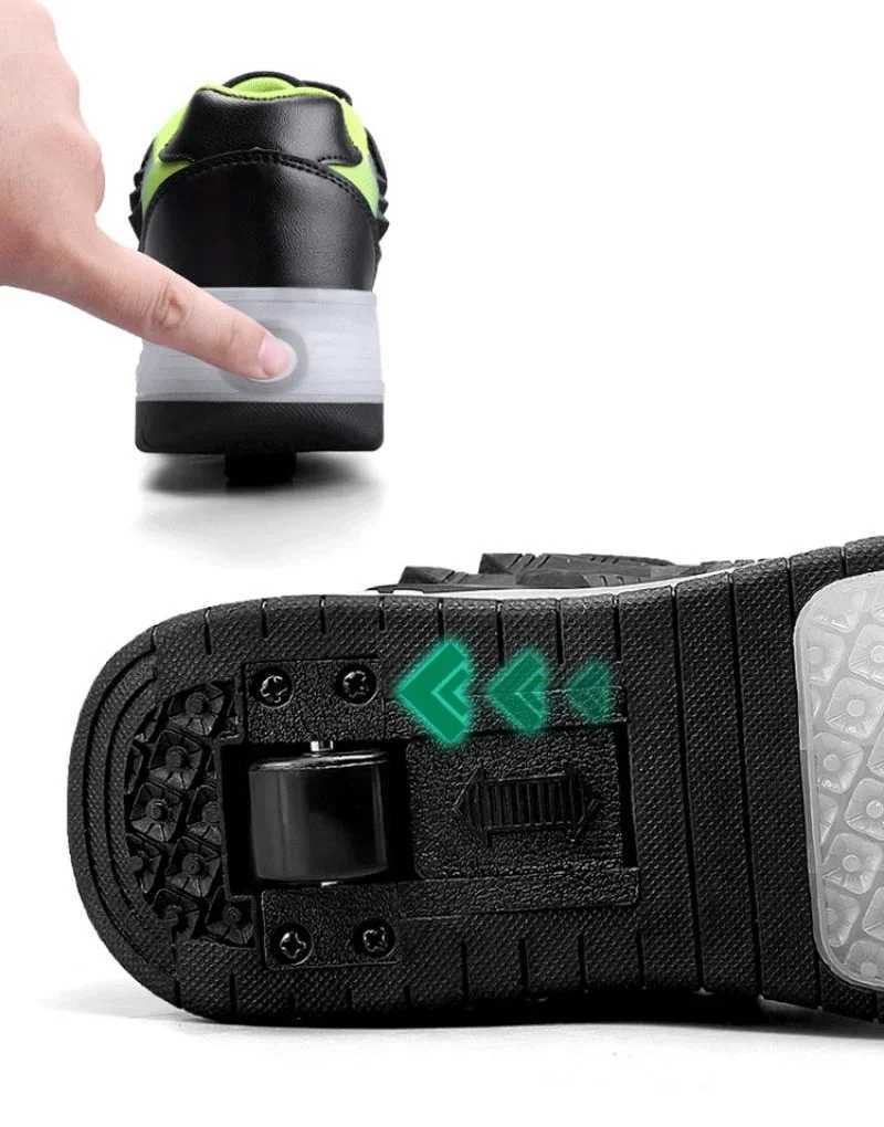 Kid Roller Skate Shoes 2 Wheels CHIld Deform Sneakers Outdoor Sport Deformation Parkour RunAWay Boy Girl Youth Gift W250225