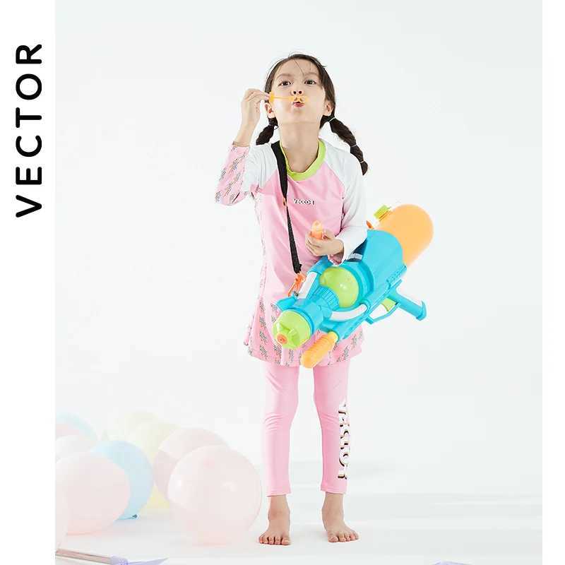 VECTOR 2023 Childrens Swimsuit Sunscreen Swimsuit Bikini Breathable Split Suit Summer Beach Long-sleeved Swimsuit Can Be Split X250224