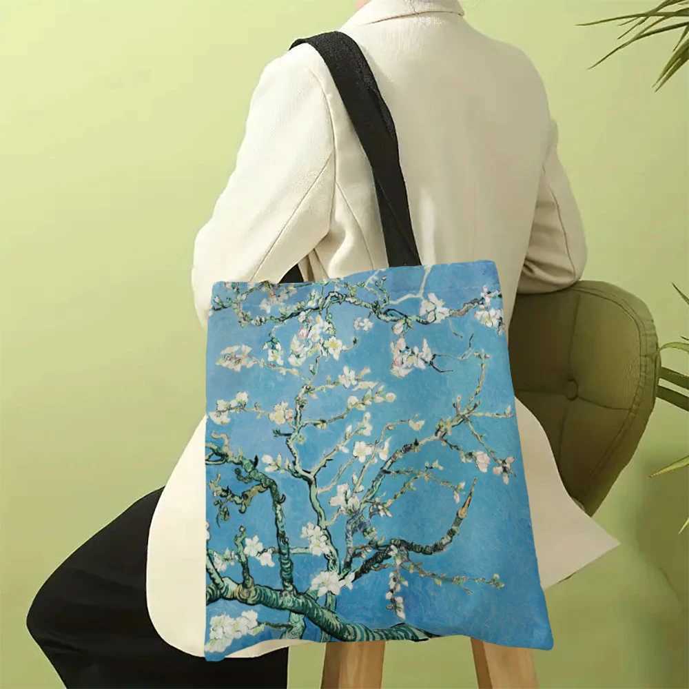 Canvas Bag The Van Gogh Series Print Canvas Bag Lightweight Shoulder Bag Versatile Shopper Bag Holder Handbag Z250224