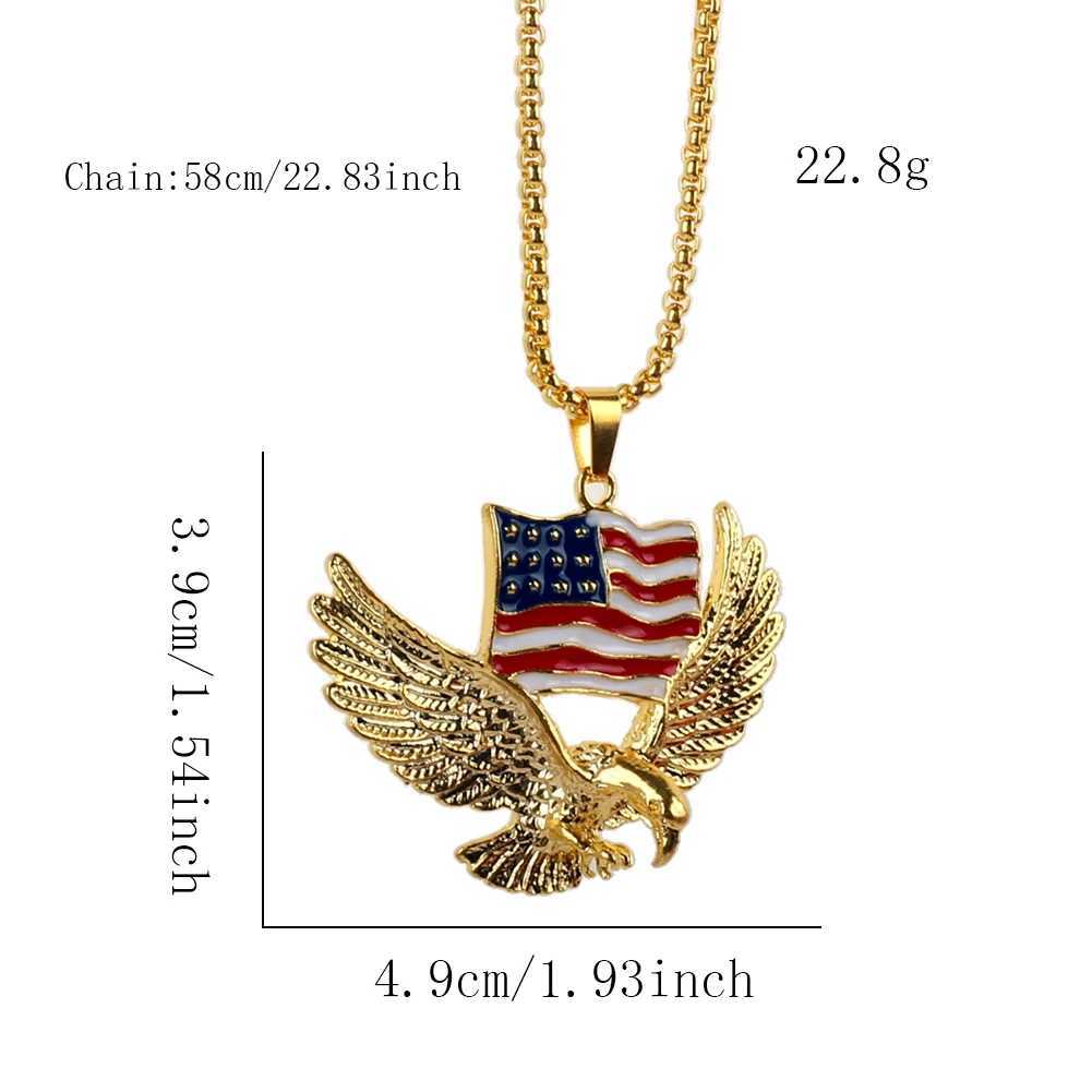 3D Bald Pendant Jewelry Accessory US Flag National Bird Necklace Patriotic Jewelry for Men Wen Party Charm Hip Hop Gifts X250224