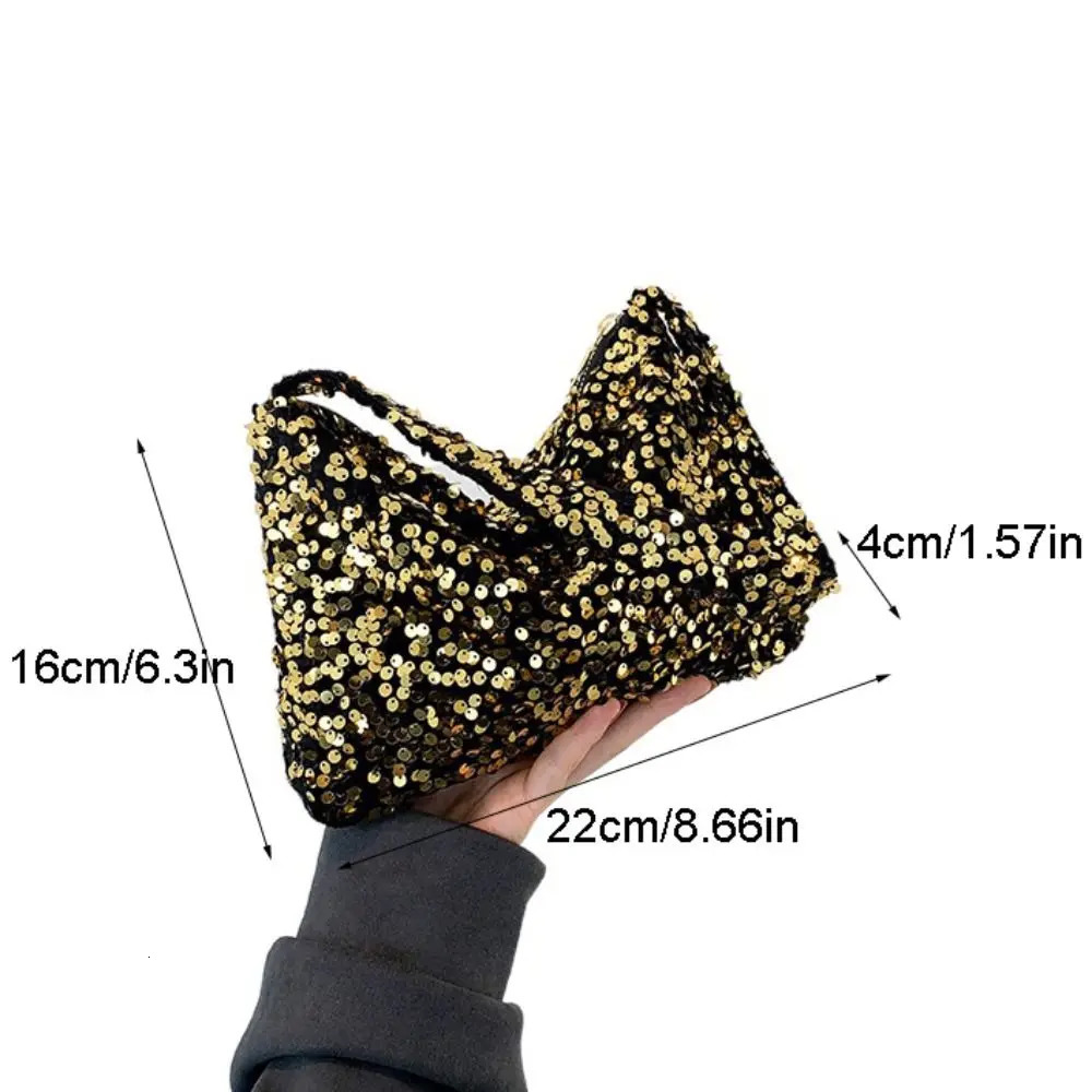 Solid Color Sequins Crossbody Bag Fashion Korean Style INS Evening Clutch Bag Handbag Underarm Bag Sequins Shoulder Bag Female 250218