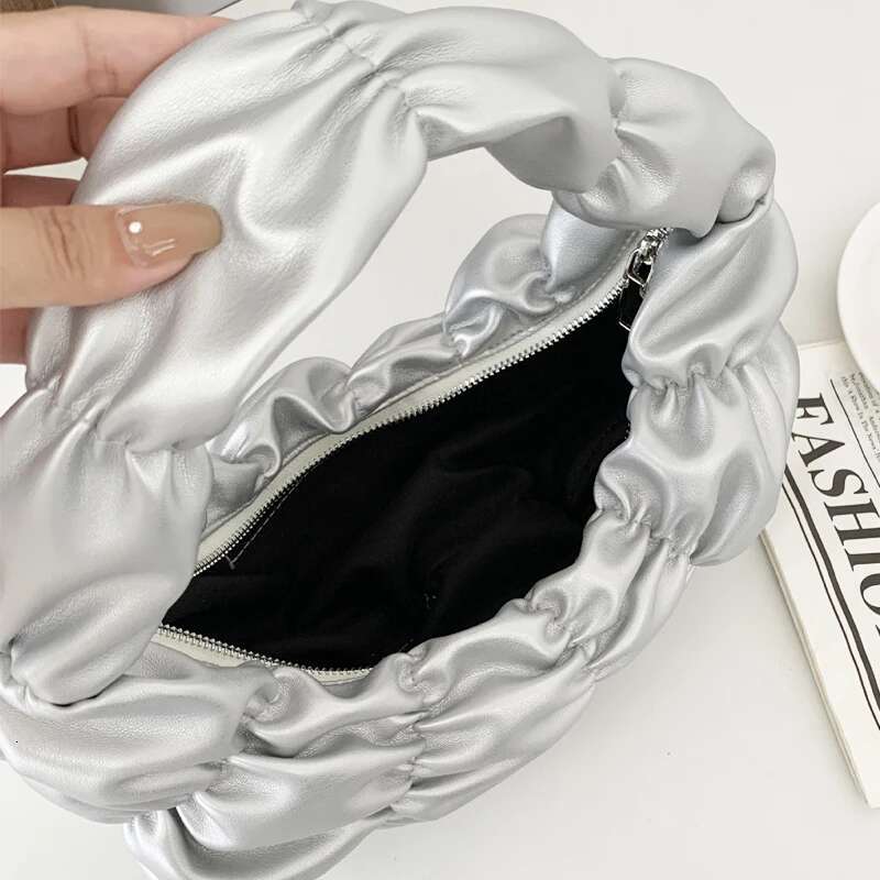 Korean Casual Half Moon Bags For Women Designer Handbags And Purses 2024 New In PU Embroidered Ruched Underarm Shoulder