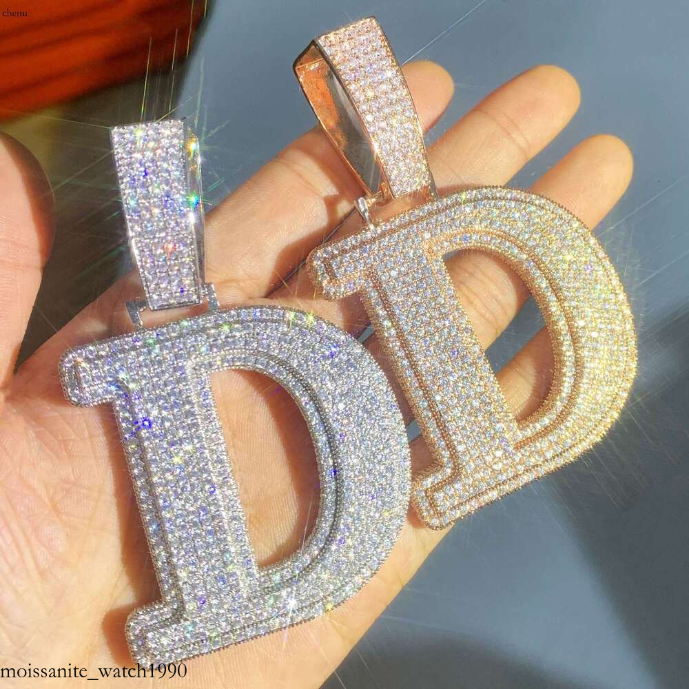 Gold S Sterg Sier vvs Moissanite Dia Initial Letter Custom Iced Out Pendant Hip Hop Jewelry