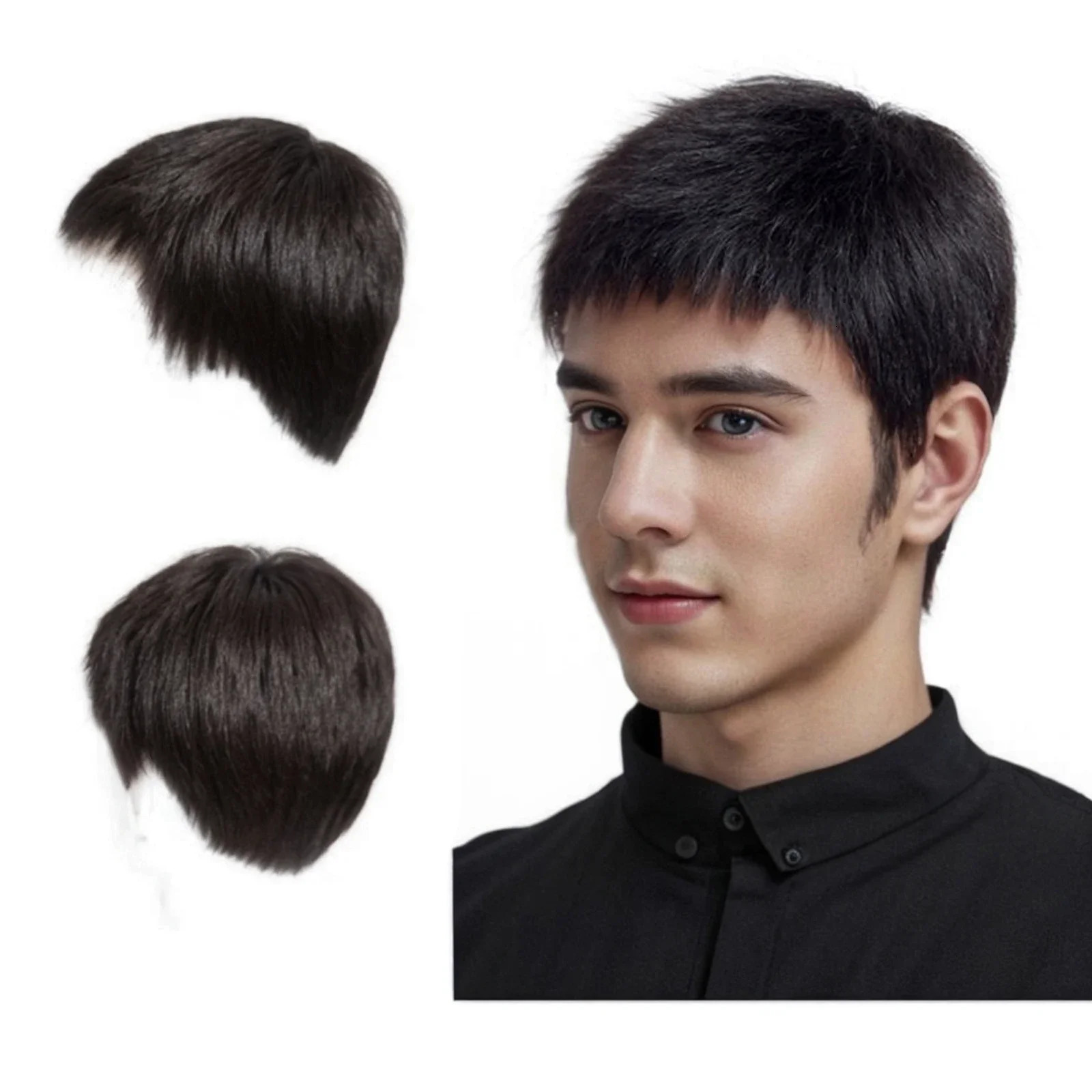 Mens Human Hair Fake Swiss Lace Mens Wig Hair Durable Mens Capillary Prosthetics Handmade Indian Hairpin Replacement System 250224