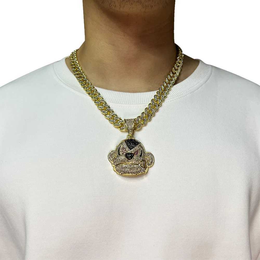 J Hip-hop Orangutan Cuban Necklace Monkey Pendant Cartoon Creative Rehinestone Big Sweater Out mi Chain Jewelry X250224