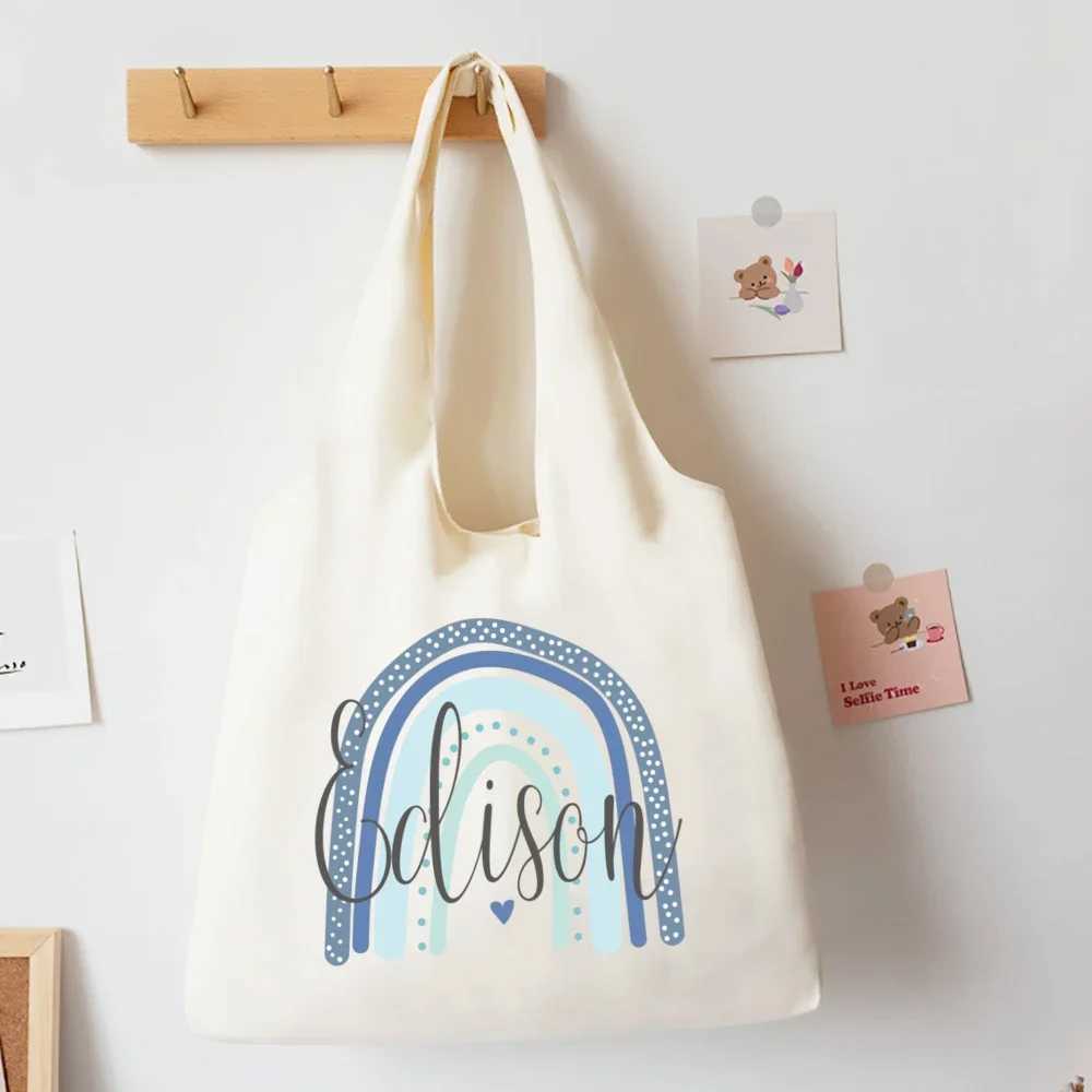 Personalized Rainbow with Name Shouder Bag Custom Canvas Bags Harajuku Handbag Women ShoppingTote Travel Bag Best Gifts for Her Z250224