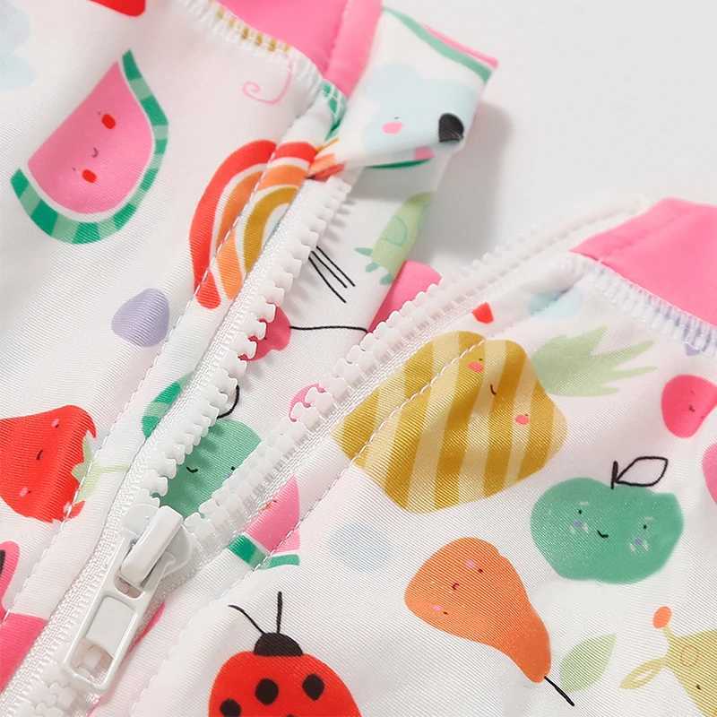 Summer Baby Girl Long Sleeved Swimsuit Sunscreen High Elasticity Fit Printed Pattern Fashionable Cute Swimming Pool Sand 1-6Y X250224