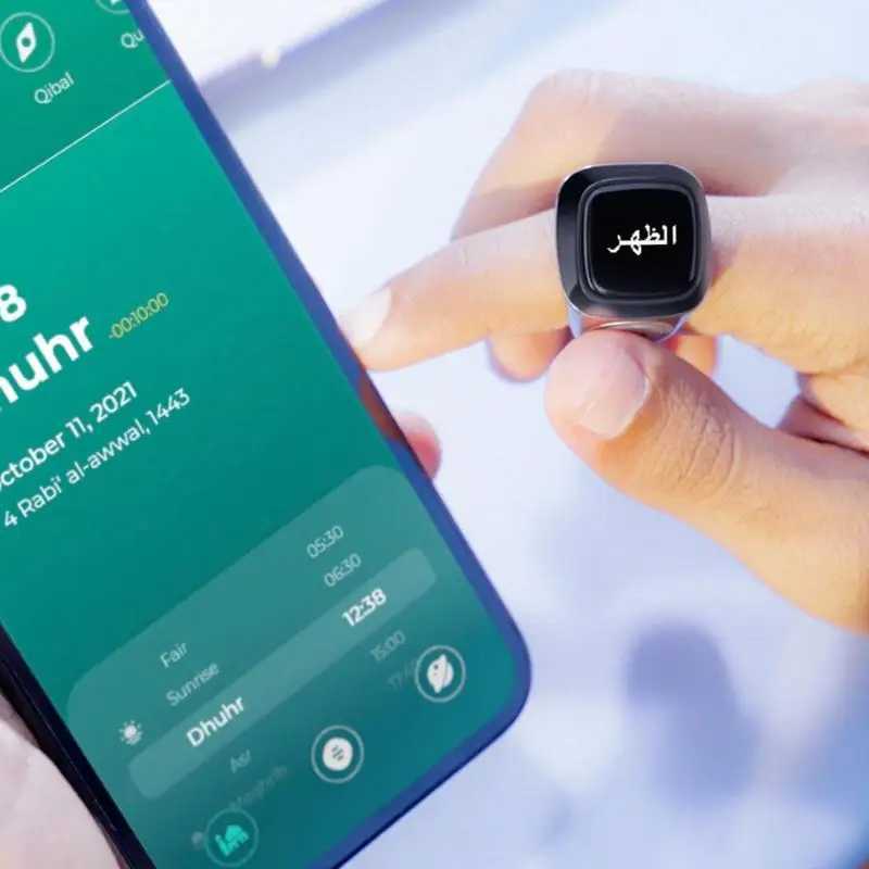 22/18mm Iqibla Smart Tasbih Tally Counter for Muslims Zikr Ring Digital Tasbeeh 5 Prayer Time Vibration Reminder Waterproof W250225