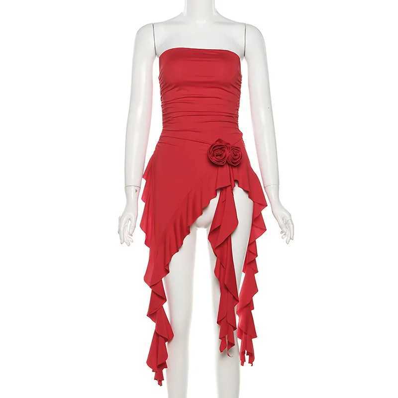 Nibber Autumn Fashion New Solid Sweet Gentle Mature Beautiful Confident High Street Cool Women Short Chest Wrap Tassel DressXJ250224