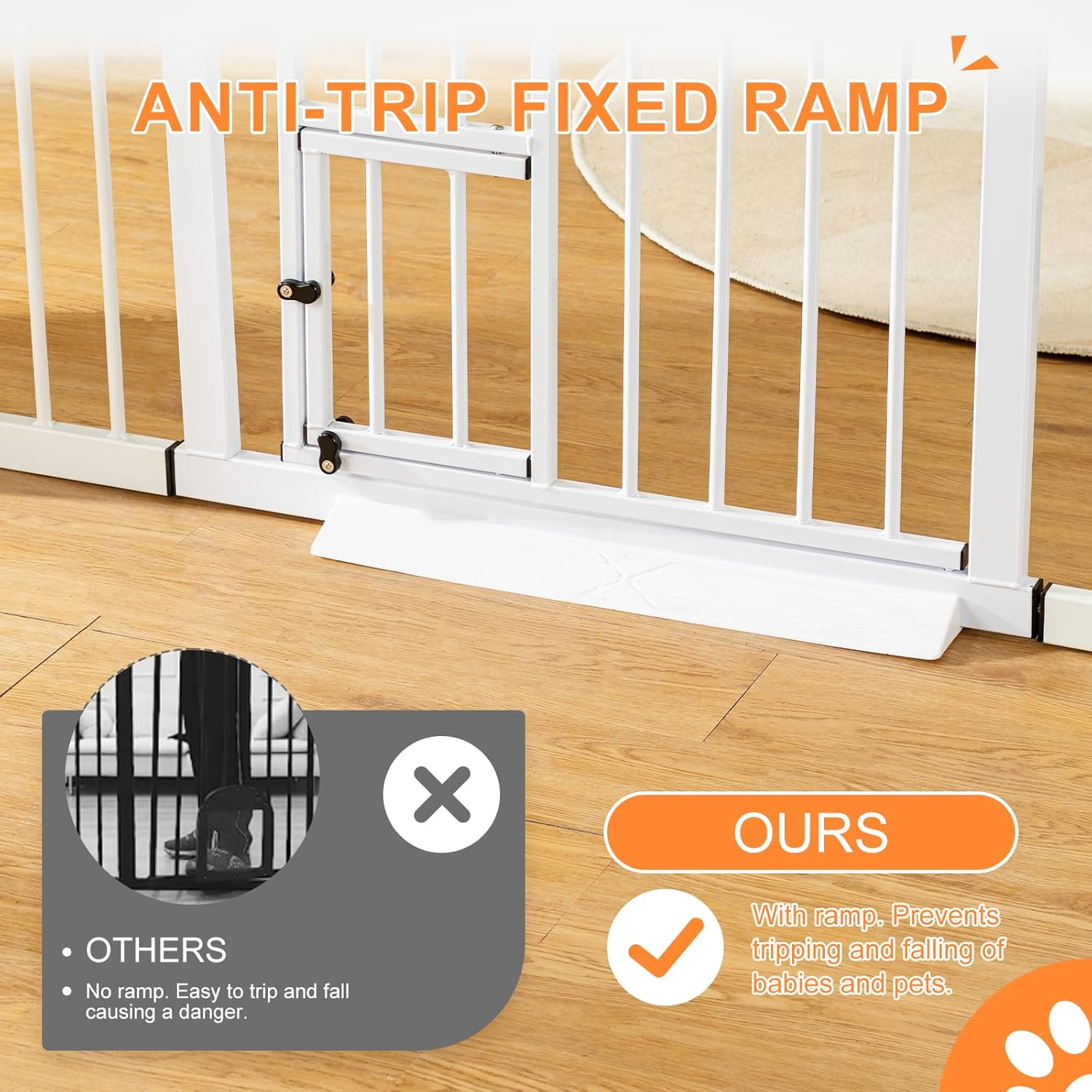 Pet Gate Dogs, Dog Gate Indoor with Cat Door Walk Through Auto Close Pet Gate for Stairs Safety Gate Doggy Gate Pressure Mounted Kit Included