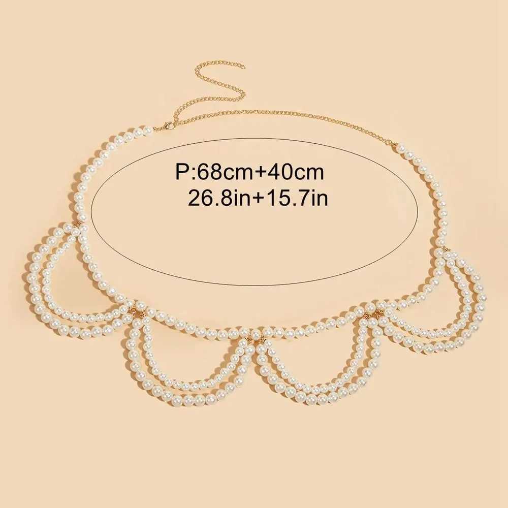 Tassel Imitation Pearls Waist Chains vintage High Gloss Doub layered waist chain egant Creative Beaded Necklace WomenXJ250224