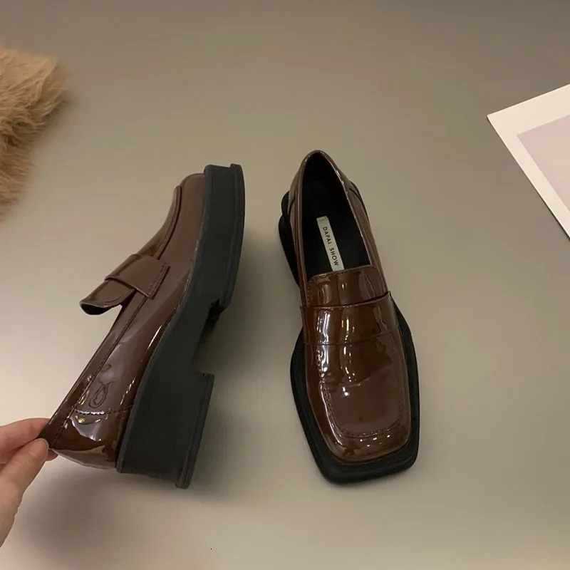 Women Loafers Fashion Square Toe Platform Moccasins Ladies Pumps Evening Party Heel Shoes Ladies Casual Solid Shoe 250224
