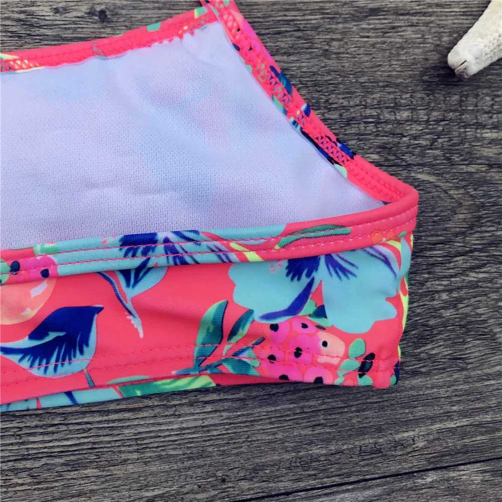 7-14 Years Girls Swimsuits 2 Pieces Bikini Sets Printing Flower Girl Bikinis Children Swimwear Kids Bathing Suit Girl Beachwear X250224