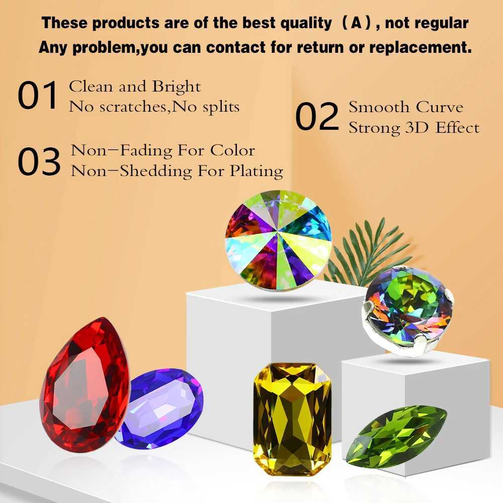 Nail Art Decorations Square Pointback Glue On Gems Strass Rhinestones K9 Glass Nail Art Diamond For Clothes Sandals Stones And Crystals Applique Gift 