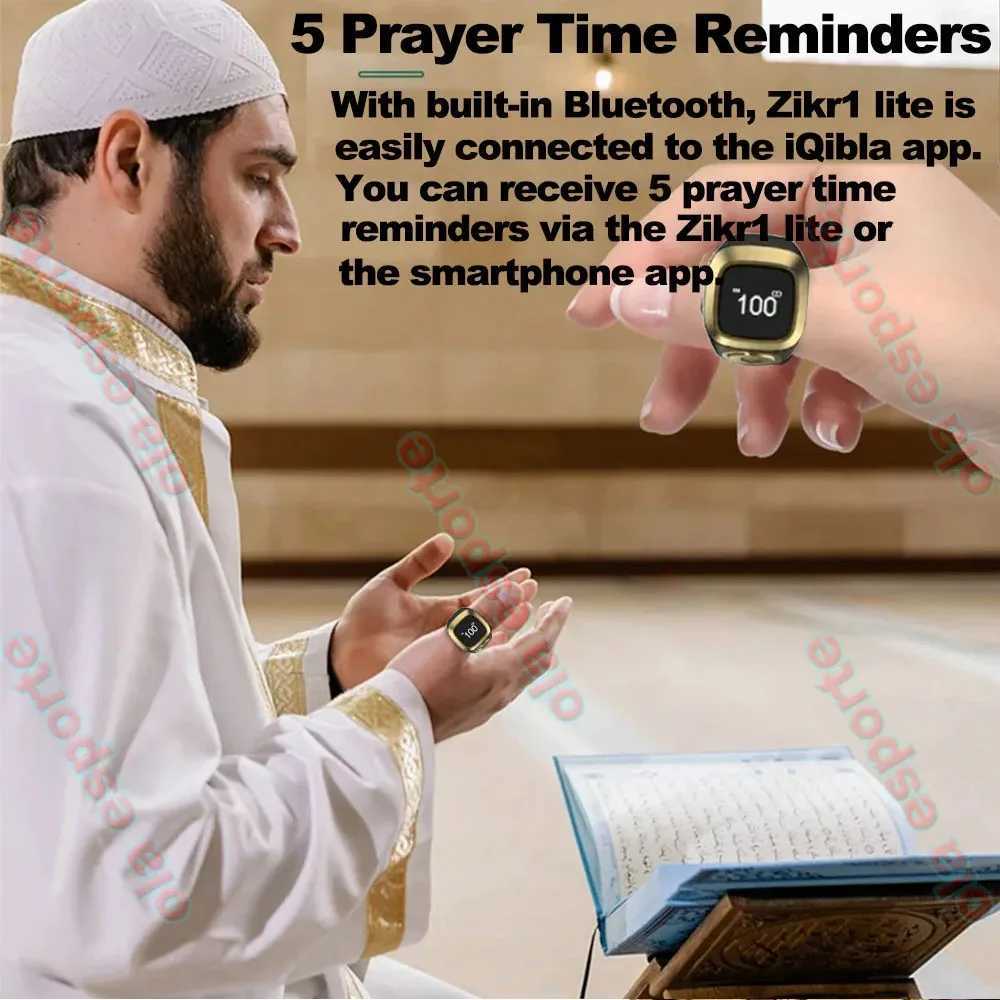 Iqibla Zikr1 Lite Intelligent Tasbih Digital Counter Used for Muslim Tasbih Zikr Ring 5 Prayer Time Vibration Reminder Waterproof W250225
