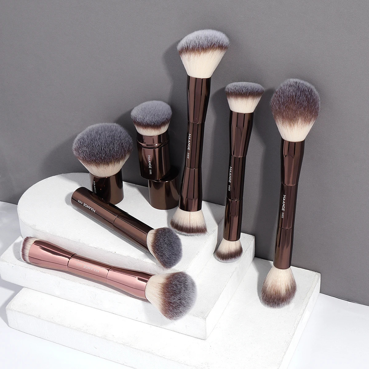 MAANGE Professional Makeup Brush Set Dual-ended Foundation Loose Brush For Blush Contour Soft-Bristle Skin-friendly Travel 250224