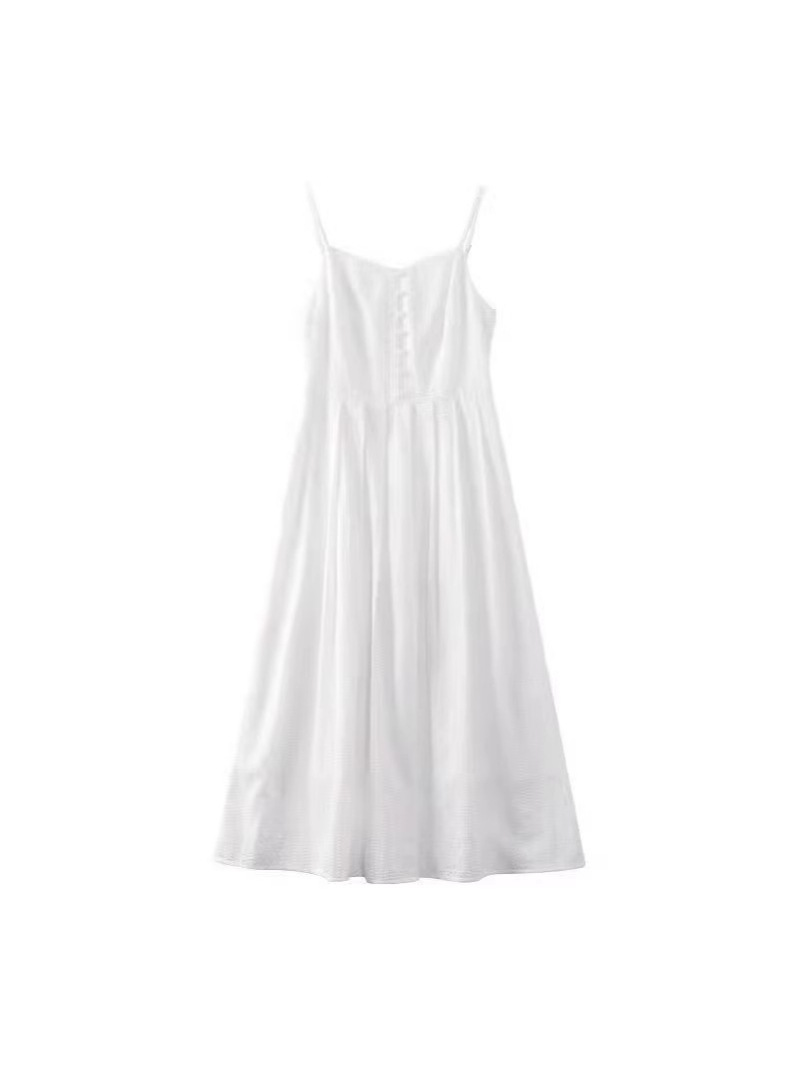 H51801 new French waist a-line suspender skirt female first love petite seaside vacation white dress