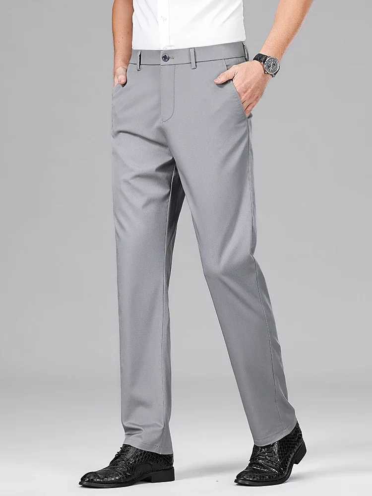 Classic Luxury Mens Mulberry Silk Suit Pants Thin Stretch Slim Fit Comfortable Male Brand Clothing Casual Trousers W250225