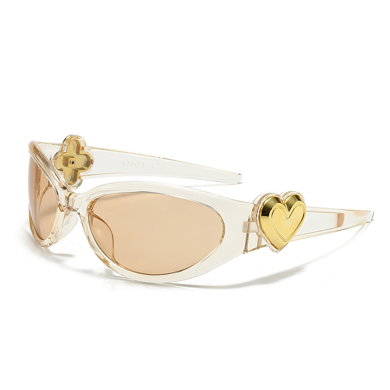 2025 new cute floral heart decoration sunglasses, millennial style hot girl glasses, trend outfit anti-ultraviolet sunglasses.