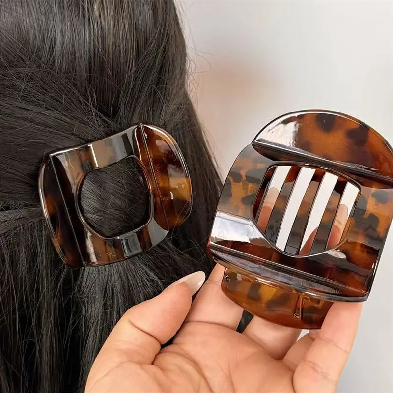 Korean Acetic Acid Hair Clip Accessories Spoon Spring Leopard Top Simple Headpiece 250218