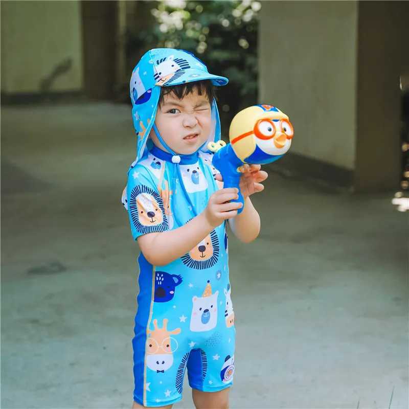 Baby Swimwear UPF50+ Rashguard Children Swimsuit Boy Cartoon Beach UV Bathing Suit Kids Summer Long Sleeve Surf Swimming Wear X250224
