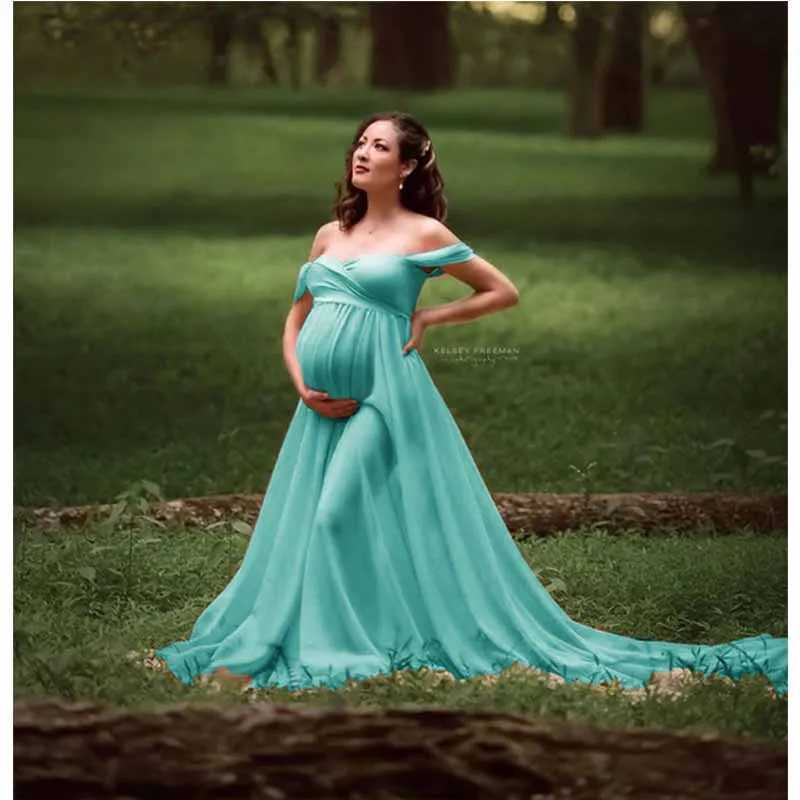 Sexy Shoulderless Maternity Dresses Photoshoot Ruffles Pregnancy Maxi Gown Pregnant Women Dress Photography Props Mermaid Dress X250224