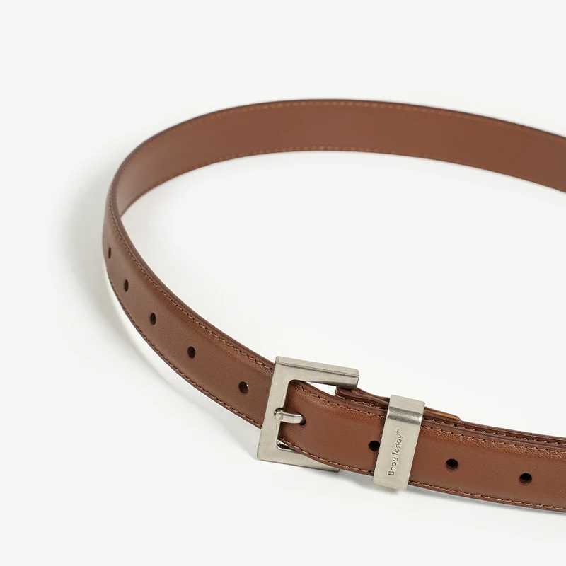 BEAUTODAY Casual Belts Women Cow Split Solid Color Square Buck Ladies Modern Sty Jeans Dr Accories Waistband 91099XJ250224