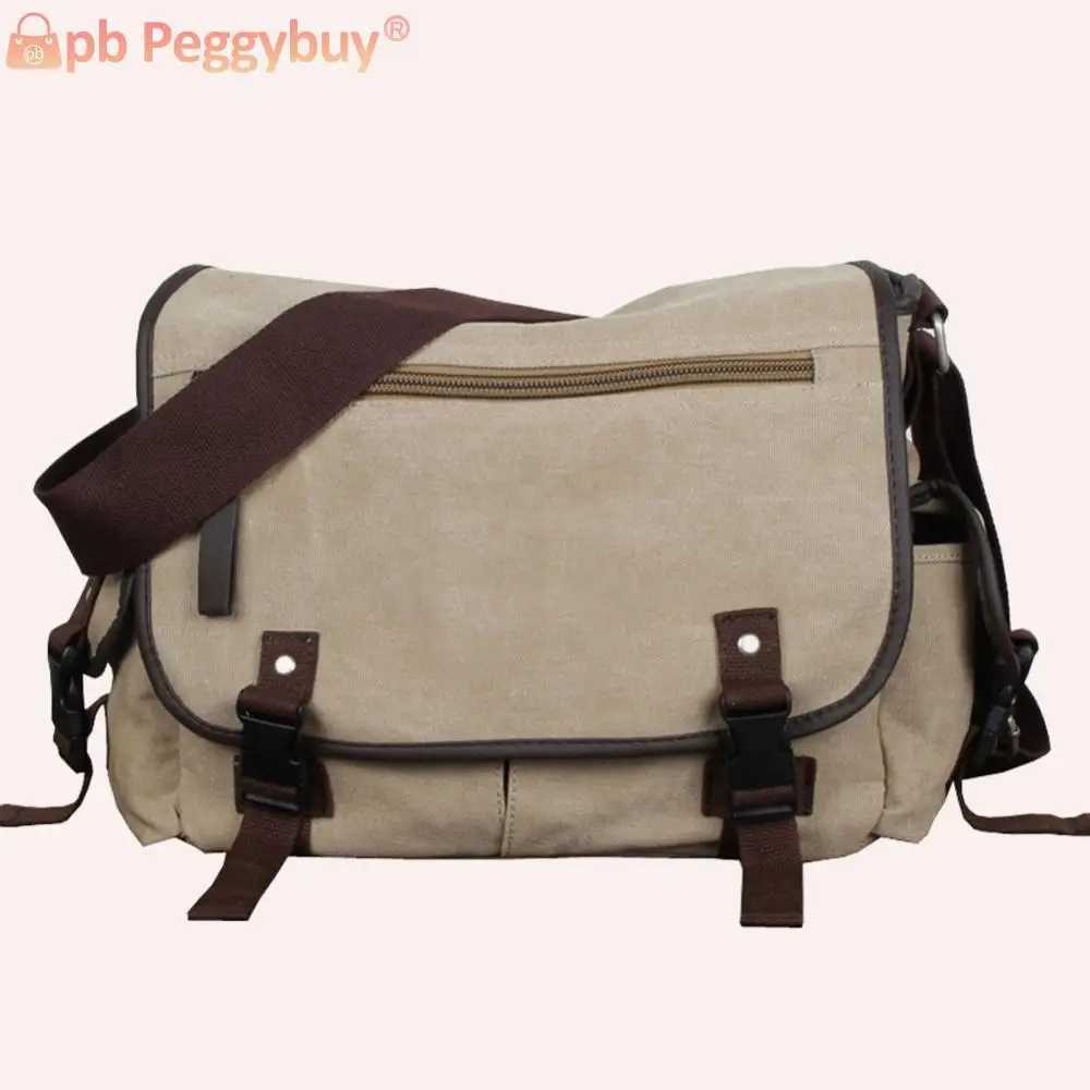 Vintage Messenger Bag Multi Pockets Crossbody Bags For Men Water Resistant 14 Inch Laptop Pouch Adjustable Strap for School Work Z250225