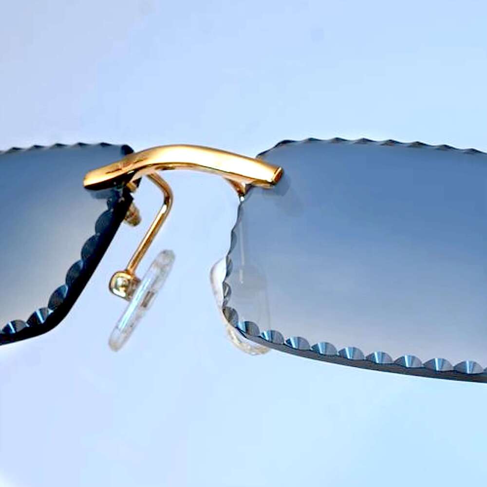 Wholesale Newest Rectangle Sun Glasses Men Rimless Sunglasses 2022 Custom