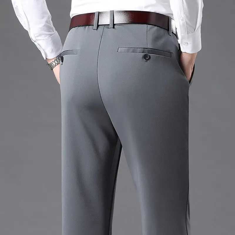 Fashion Men Business Suit Pants Korean Spring Summer Streetwear Male Clothes New Office Casual Solid Loose Straight Trousers 40 W250225