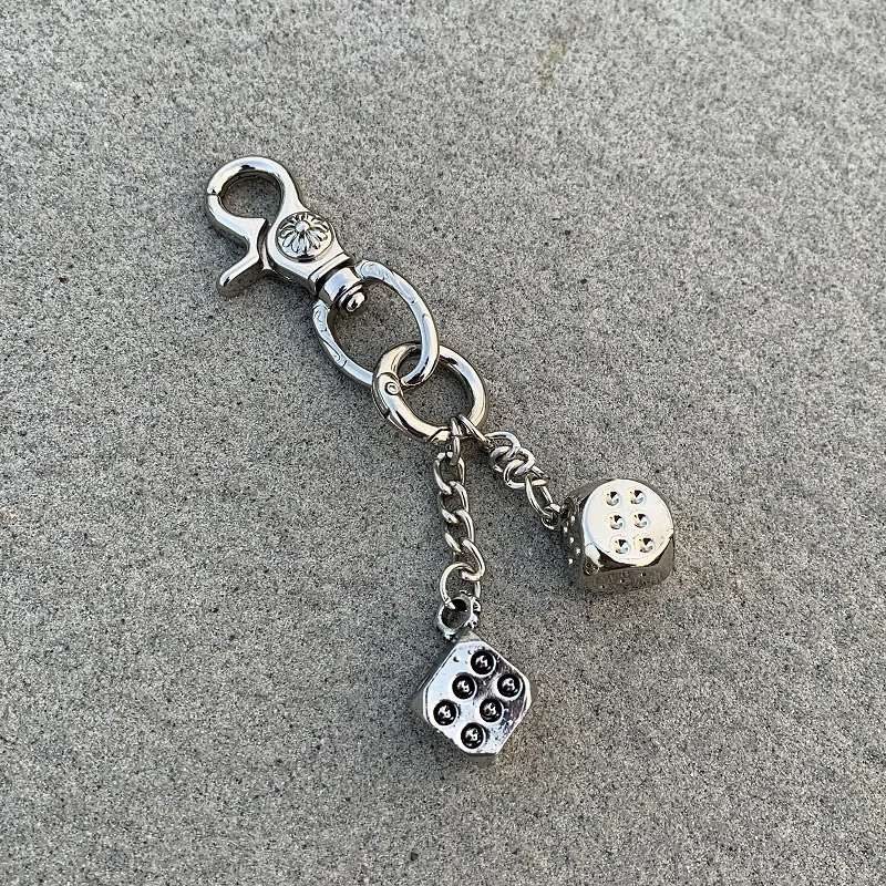 Vintage Floral Heavy Duty Keychain Dice Pendant Matching Accessory Bag Hanging Decoration Clean Fit Trendy Niche Style Metal Mat 250224
