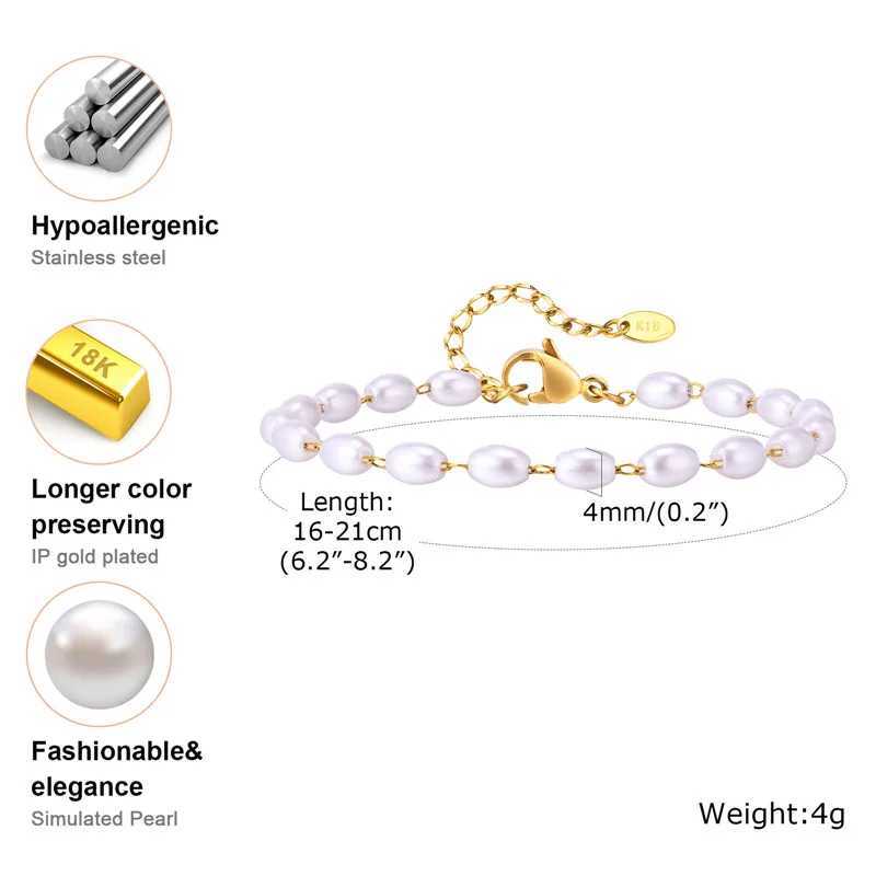 Mole New Gold Color Stainl Steel Bracelets for WomenFashion Pearl Charm Wedding Bracelets Jewelry GiftsXJ250225