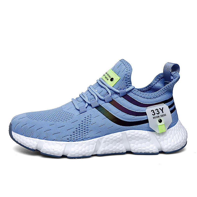 White Black Lightweight running shoes for men soft sole cushioned flying mesh sneakers for men Breathable Comfortable soled men's shoes 2025