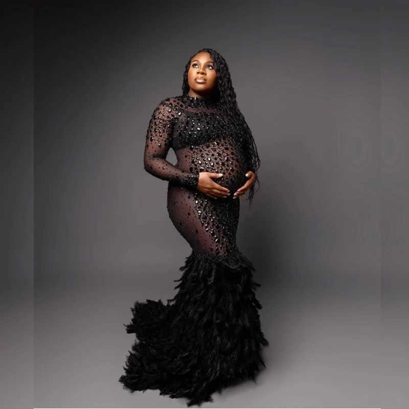 NEW Shiny Embellished Maternity Dresses Photoshoot baby shower dresses for pregnant woman X250224