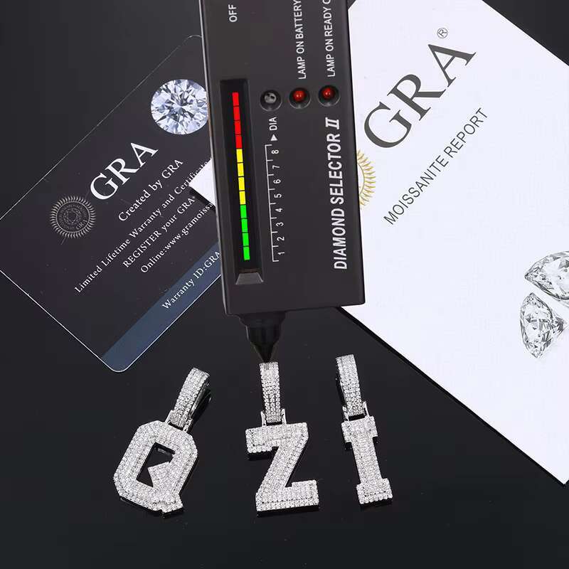 Hip Hop Letter Moissanite Pendant Sterg Sier Necklaces for Men Gold Plated Iced Out Fine Fashion Pendants & Charms