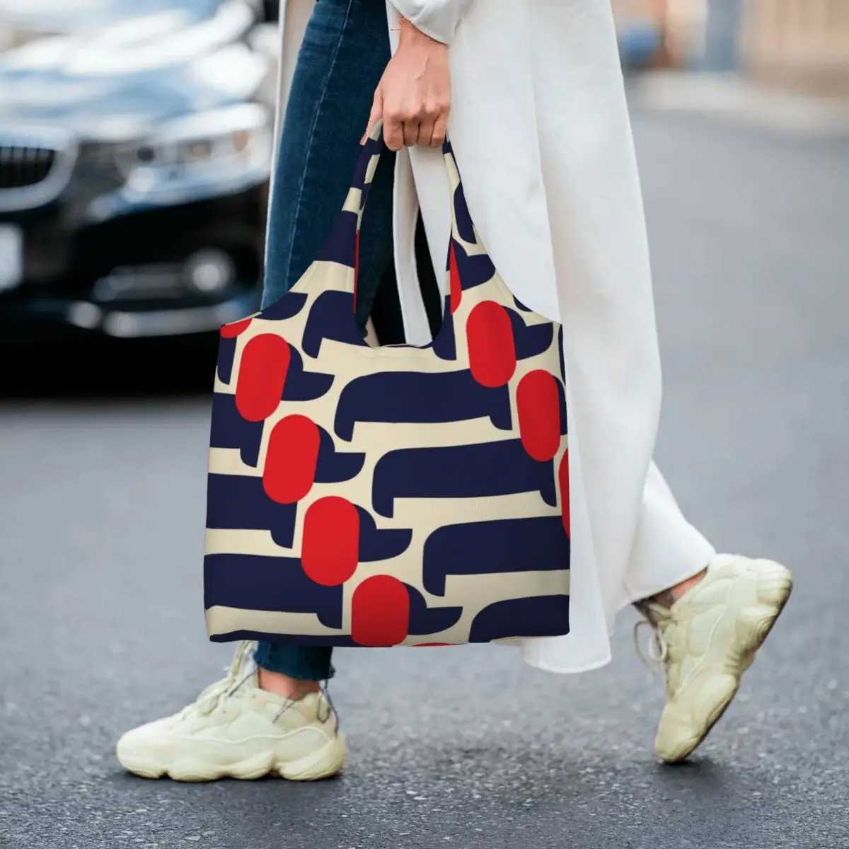 Custom Print Red Dog Show Shopping Tote Bags Reusable Orla Kiely Groceries Canvas Shopper Shoulder Bag Photography Handbags Z250224