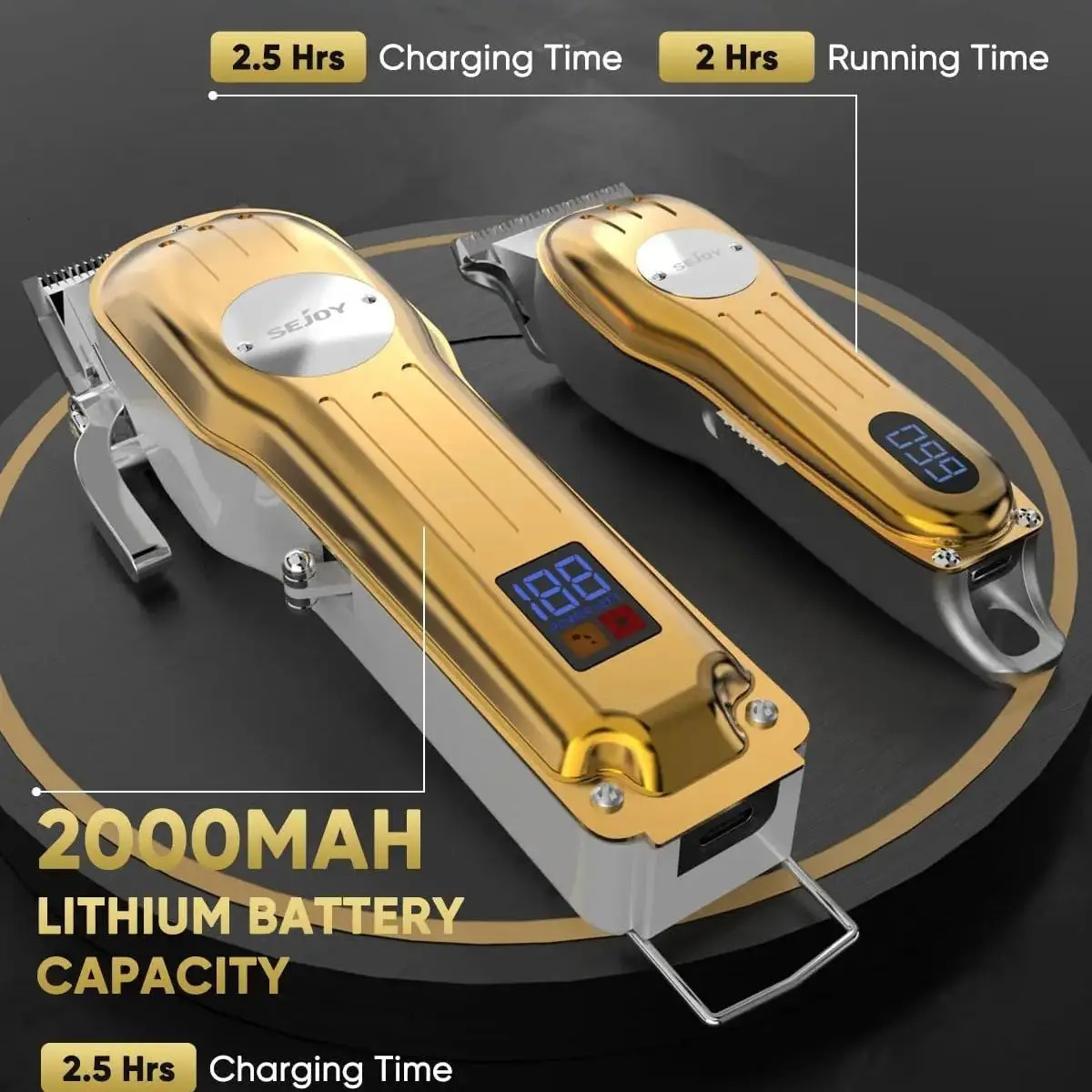Sejoy Hair Clippers for Men Cordless Trimmers with LCD Display Guide Combs Cutting Machine Rechargeable Barber Kit 250217