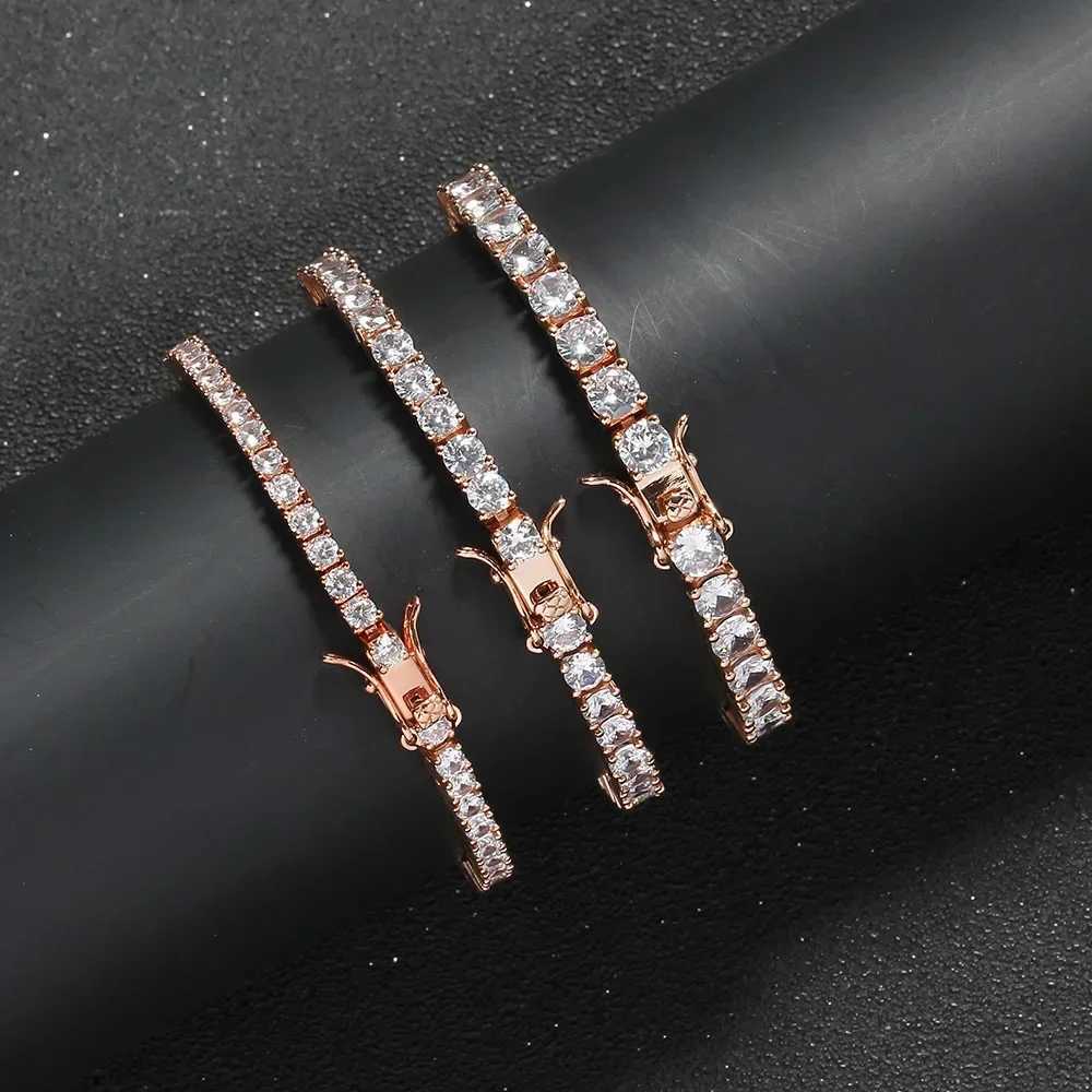 Brass Tennis Bracelet Buckle style tennis single row bracelet made of copper and AAA zirconia Bling 3mm 4mm 5mm Men And WomenXJ250225